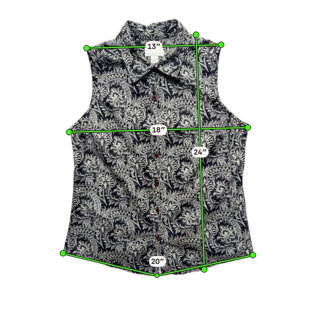 Charter Club Golf Collection Sleeveless Womens Size 10 Black White Paisley Top - Picture 5 of 14